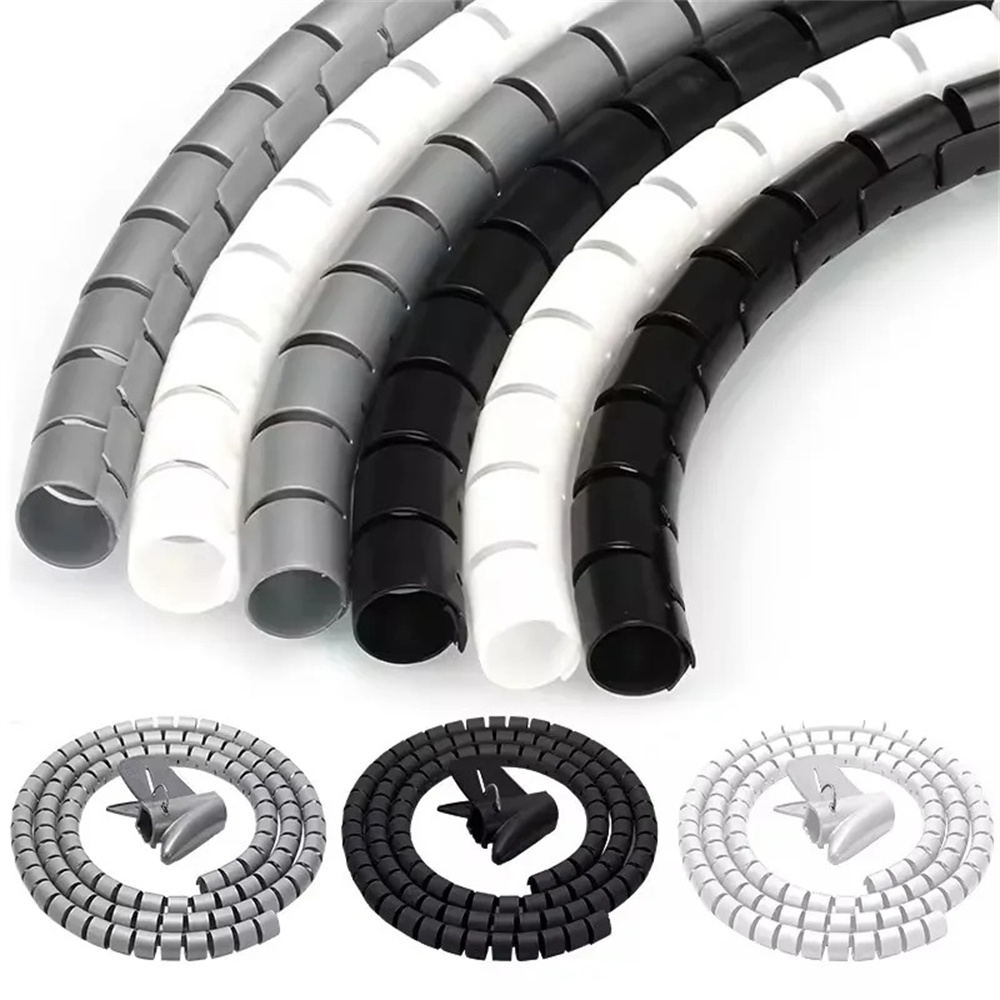 Desk Cable Organizer - 2M Esnek Spiral Kablo Düzenleyici Klipsleri