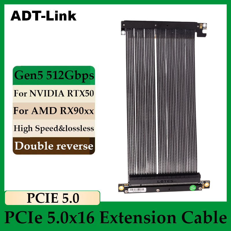 Pcie Riser Cable - ADT-Link PCIe 5.0 x16 Çift Ters