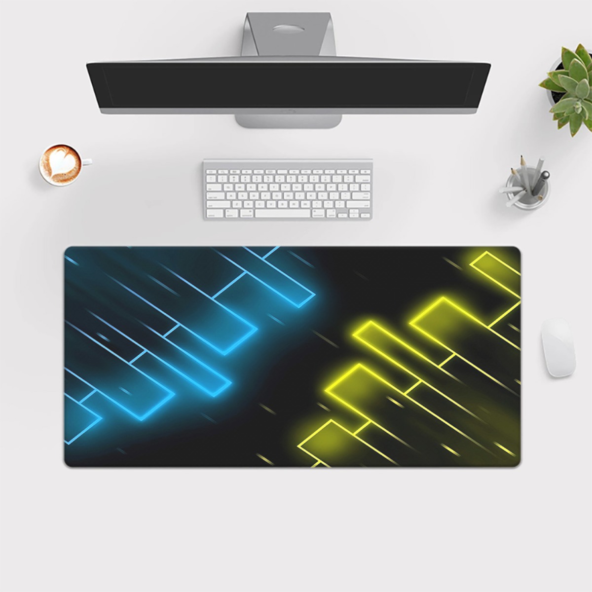 Neon Mavi Sarı Soyut Oyuncu Mo - Pc Gaming Yellow incelemesi ve fiyatı