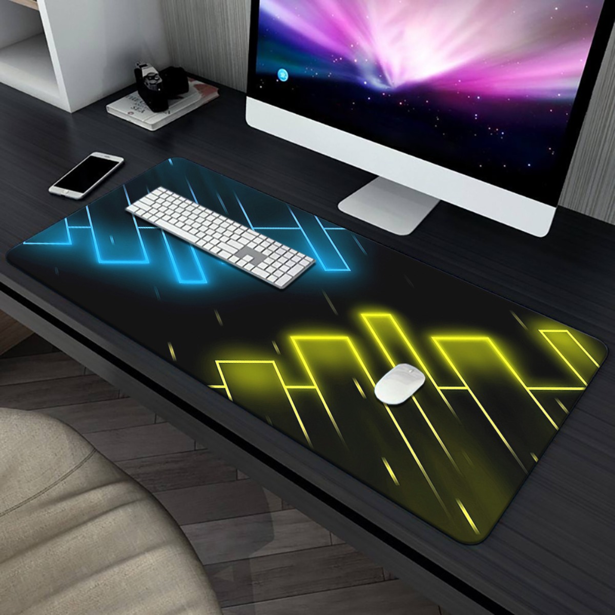 Neon Mavi Sarı Soyut Oyuncu Mo - Pc Gaming Yellow incelemesi ve fiyatı